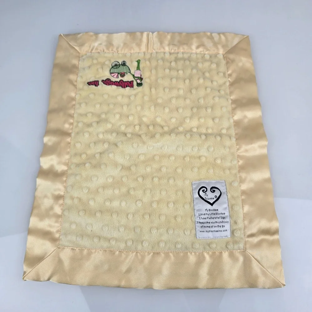 My Blankee Pollywogs Inc Yellow Minky Dot Satin Trim Security Blanket Lovey USA